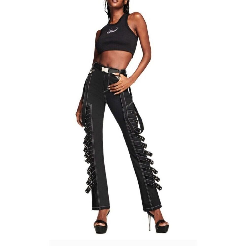 I.Am.Gia Pants‎ Womens Size X-Small Black Sceptrum Streetwear Grunge Pun